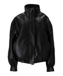 BASIC OVERSIZED FAUX LEATHER JACKET- BLACK