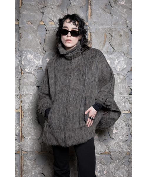 HAIRY BELTED CAPE COAT