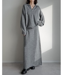 Re:EDIT（リエディ）の「[2点セット][セットアップ][低身長サイズ有]カシミヤタッチスキッパーニットトップス×スカート（セットアップ）」