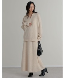 Re:EDIT（リエディ）の「[2点セット][セットアップ][低身長サイズ有]カシミヤタッチスキッパーニットトップス×スカート（セットアップ）」