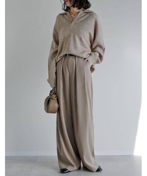 Re:EDIT（リエディ）の「[2点セット][セットアップ][低身長サイズ有]カシミヤタッチスキッパーニットトップス×スカート（セットアップ・レディース・ベージュ/グレー/ブラック/アイボリー・SHORT/AM/MEDIUM/LARGE）」の22枚目の写真