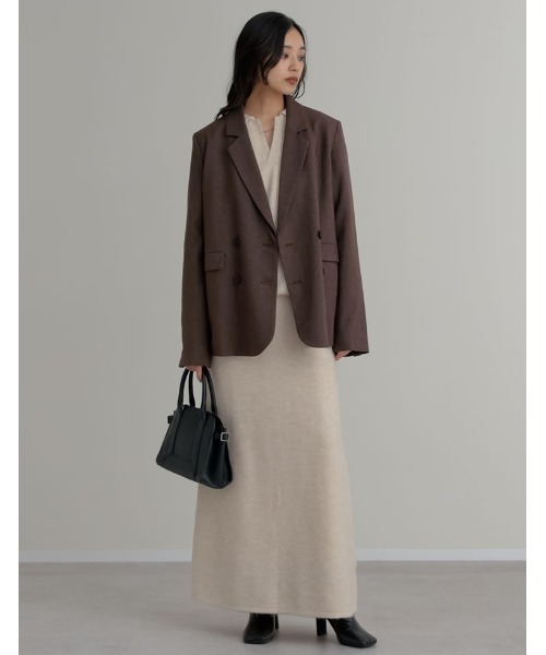 年末価格　DESENDANT 新品未使用　セットアップ　グレー　サイズ2 deux amour セットアップ クルーネックニットプルオーバー＋ロング