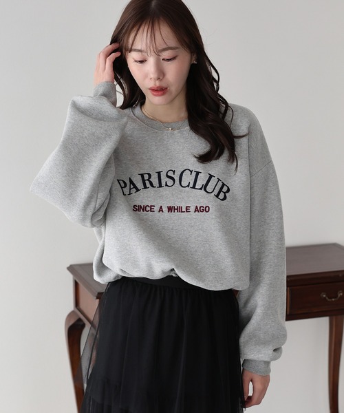 BLUEEAST（ブルーイースト）の「ロゴ刺繍ドロスト裏起毛スウェット（スウェット・レディース・ブラック/アイボリー/グレー・MEDIUM）」の3枚目の写真