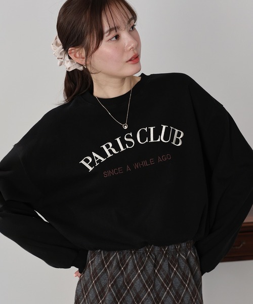 BLUEEAST（ブルーイースト）の「ロゴ刺繍ドロスト裏起毛スウェット（スウェット・レディース・ブラック/アイボリー/グレー・MEDIUM）」の2枚目の写真