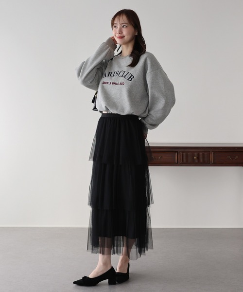 BLUEEAST（ブルーイースト）の「ロゴ刺繍ドロスト裏起毛スウェット（スウェット・レディース・ブラック/アイボリー/グレー・MEDIUM）」の11枚目の写真