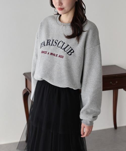 BLUEEAST（ブルーイースト）の「ロゴ刺繍ドロスト裏起毛スウェット（スウェット・レディース・ブラック/アイボリー/グレー・MEDIUM）」の9枚目の写真