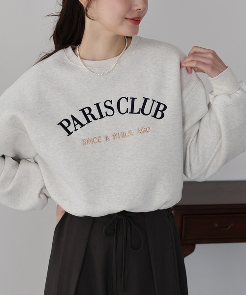 BLUEEAST（ブルーイースト）の「ロゴ刺繍ドロスト裏起毛スウェット（スウェット・レディース・ブラック/アイボリー/グレー・MEDIUM）」の4枚目の写真