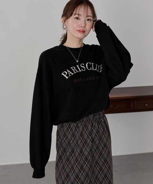 BLUEEAST（ブルーイースト）の「ロゴ刺繍ドロスト裏起毛スウェット（スウェット・レディース・ブラック/アイボリー/グレー・MEDIUM）」の12枚目の写真