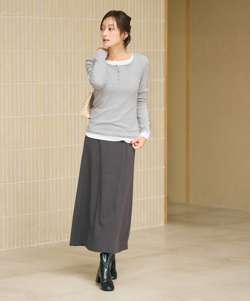 coca(coca)(コカ)の「ヘンリーネックロングTシャツ【西山茉希様着用】(Tシャツ/カットソー・レディース・ブラック/グレー/ホワイト・M/L/XL/S)」の22枚目の写真