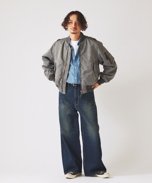 JOURNAL STANDARD relume（ジャーナルスタンダード　レリューム）の「ガーメントダイ L-2B フライトジャケット（ミリタリージャケット・メンズ・ピンク/ブラックミックス・MEDIUM/LARGE）」の3枚目の写真