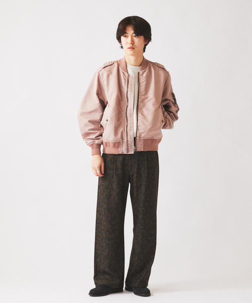 JOURNAL STANDARD relume（ジャーナルスタンダード　レリューム）の「ガーメントダイ L-2B フライトジャケット（ミリタリージャケット・メンズ・ピンク/ブラックミックス・MEDIUM/LARGE）」の5枚目の写真