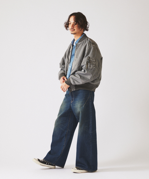 JOURNAL STANDARD relume（ジャーナルスタンダード　レリューム）の「ガーメントダイ L-2B フライトジャケット（ミリタリージャケット・メンズ・ピンク/ブラックミックス・MEDIUM/LARGE）」の7枚目の写真