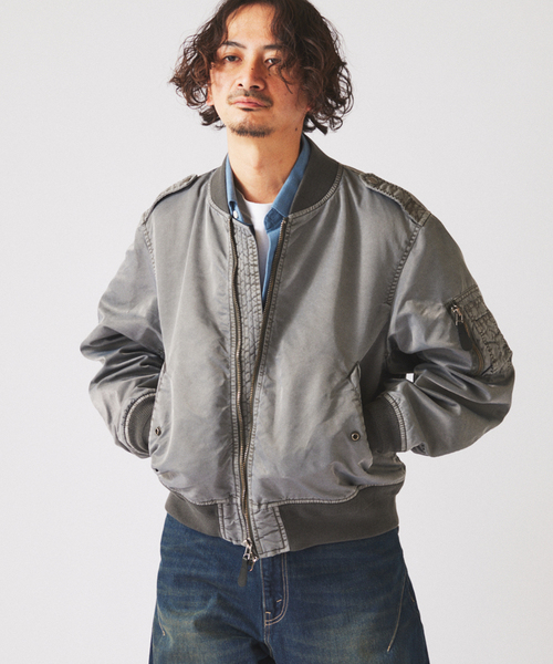 JOURNAL STANDARD relume（ジャーナルスタンダード　レリューム）の「ガーメントダイ L-2B フライトジャケット（ミリタリージャケット・メンズ・ピンク/ブラックミックス・MEDIUM/LARGE）」の9枚目の写真