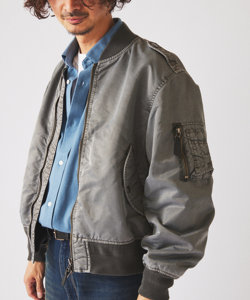 JOURNAL STANDARD relume（ジャーナルスタンダード　レリューム）の「ガーメントダイ L-2B フライトジャケット（ミリタリージャケット・メンズ・ピンク/ブラックミックス・MEDIUM/LARGE）」の10枚目の写真