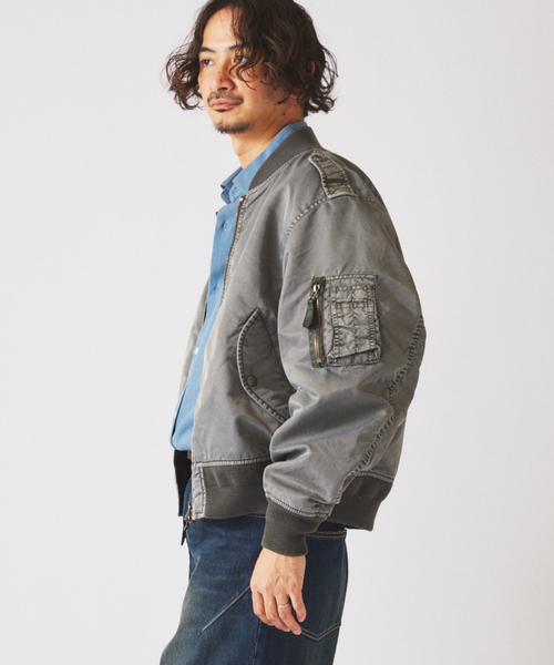 JOURNAL STANDARD relume（ジャーナルスタンダード　レリューム）の「ガーメントダイ L-2B フライトジャケット（ミリタリージャケット・メンズ・ピンク/ブラックミックス・MEDIUM/LARGE）」の13枚目の写真