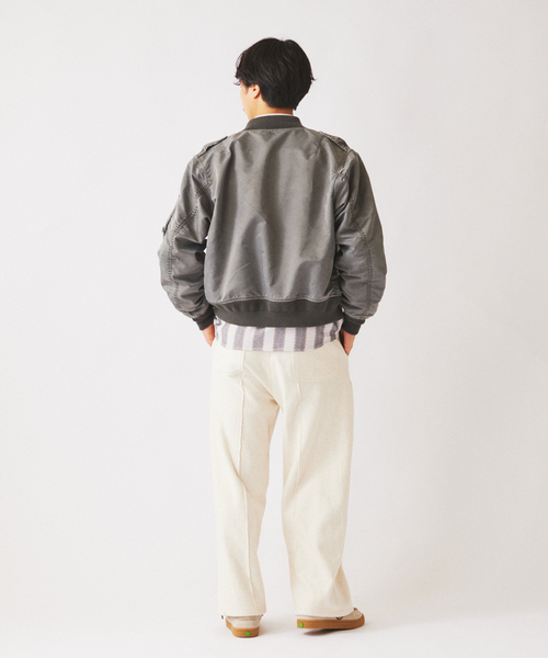 JOURNAL STANDARD relume（ジャーナルスタンダード　レリューム）の「ガーメントダイ L-2B フライトジャケット（ミリタリージャケット・メンズ・ピンク/ブラックミックス・MEDIUM/LARGE）」の19枚目の写真