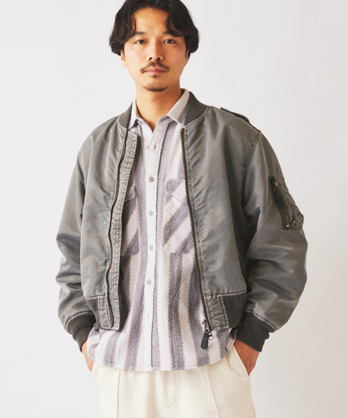 JOURNAL STANDARD relume（ジャーナルスタンダード　レリューム）の「ガーメントダイ L-2B フライトジャケット（ミリタリージャケット・メンズ・ピンク/ブラックミックス・MEDIUM/LARGE）」の21枚目の写真