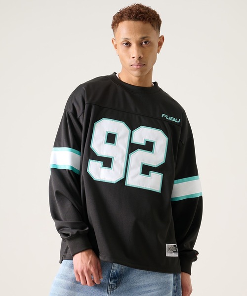 FUBU（ フブ）の「FUBU フブ ブランド Football Shirt / フットボールシャツ ゲームシャツ（Tシャツ/カットソー・メンズ・ホワイト/レッド/ブラック・M/L/XL/XXL）」の2枚目の写真