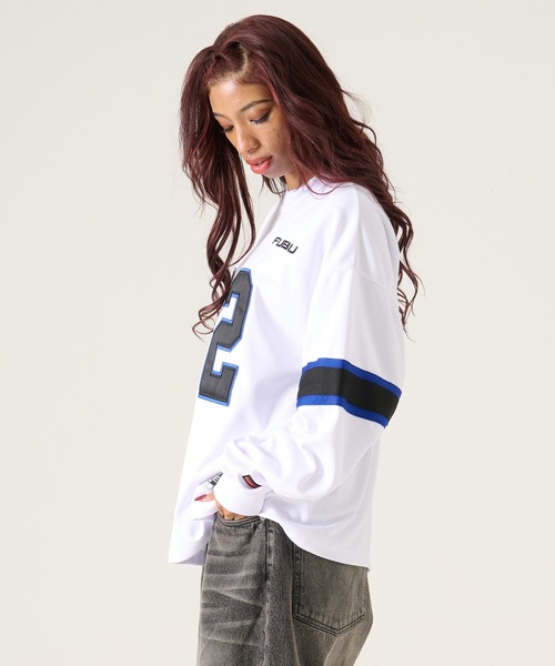 FUBU（ フブ）の「FUBU フブ ブランド Football Shirt / フットボールシャツ ゲームシャツ（Tシャツ/カットソー・メンズ・ホワイト/レッド/ブラック・M/L/XL/XXL）」の11枚目の写真