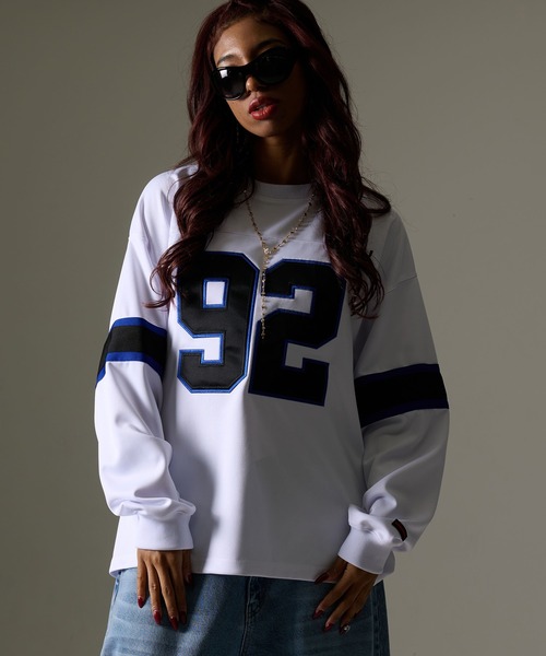 FUBU（ フブ）の「FUBU フブ ブランド Football Shirt / フットボールシャツ ゲームシャツ（Tシャツ/カットソー・メンズ・ホワイト/レッド/ブラック・M/L/XL/XXL）」の9枚目の写真