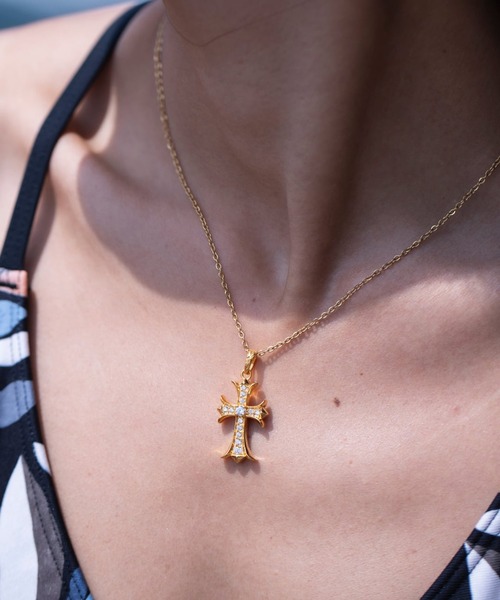 セール】cross CZ necklace/【ハワイアンジュエリー】【サージカル