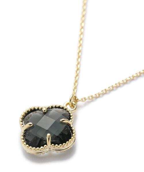 NATURAL BEAUTY BASIC(ナチュラルビューティーベーシック)の「フォーリーフクローバーネックレス(ネックレス・レディース・ブラック/オフホワイト・フリ-)」の5枚目の写真