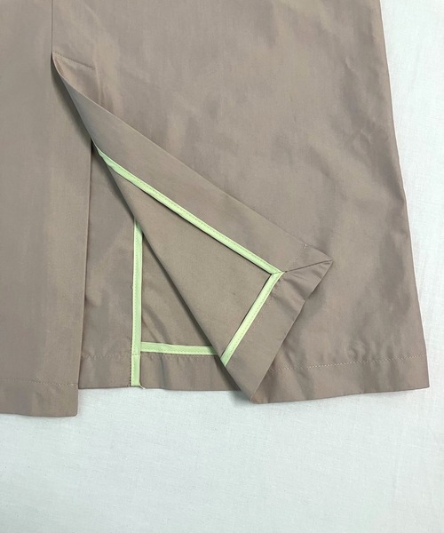 Q（キュー）の「ノーカラーツイルコート（ノーカラーコート・レディース・ベージュ/ブラック・MEDIUM）」の9枚目の写真