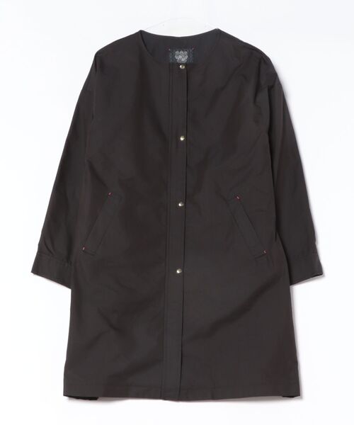 Q（キュー）の「ノーカラーツイルコート（ノーカラーコート・レディース・ベージュ/ブラック・MEDIUM）」の19枚目の写真