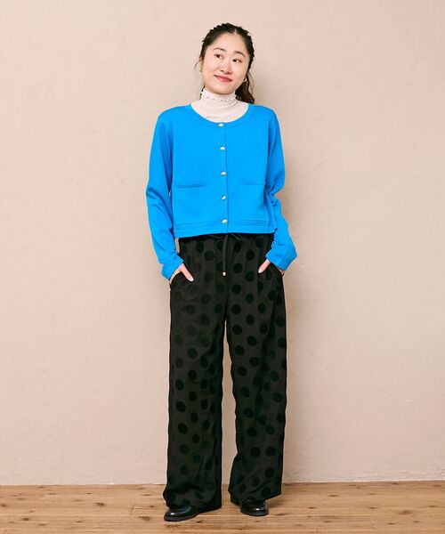 le.coeur blanc（ルクールブラン）の「《WEB限定アイテム》フロッキードットイージーパンツ（その他パンツ・レディース・ブラック/チャコールグレー・38）」の7枚目の写真