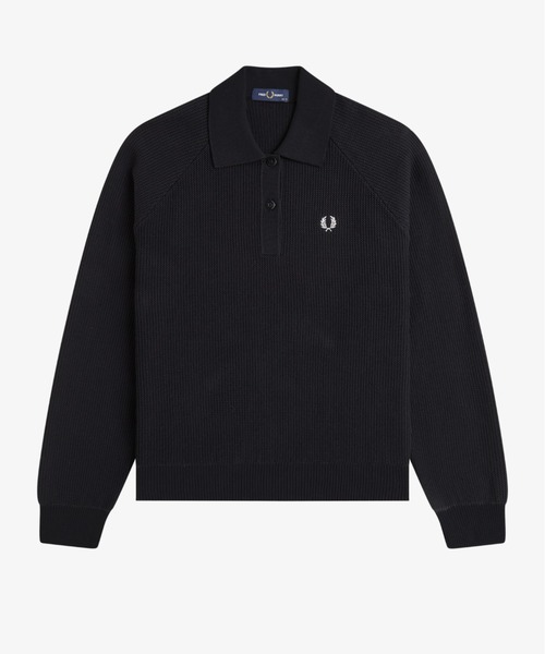 FRED PERRY（フレッドペリー）の「Textured Knitted Shirt／テクスチャーニットシャツ（ニット/セーター・レディース・ブラック・10）」の7枚目の写真