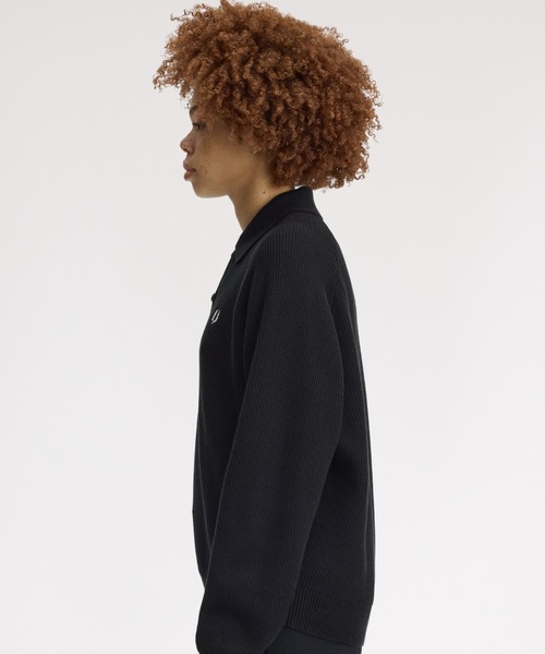 FRED PERRY（フレッドペリー）の「Textured Knitted Shirt／テクスチャーニットシャツ（ニット/セーター・レディース・ブラック・10）」の6枚目の写真