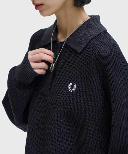 FRED PERRY（フレッドペリー）の「Textured Knitted Shirt／テクスチャーニットシャツ（ニット/セーター・レディース・ブラック・10）」の13枚目の写真