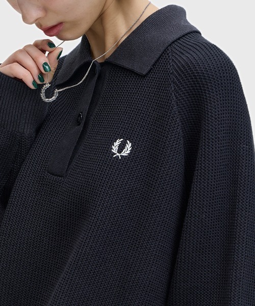 FRED PERRY（フレッドペリー）の「Textured Knitted Shirt／テクスチャーニットシャツ（ニット/セーター・レディース・ブラック・10）」の12枚目の写真