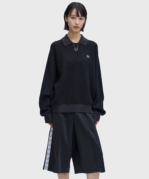 FRED PERRY（フレッドペリー）の「Textured Knitted Shirt／テクスチャーニットシャツ（ニット/セーター・レディース・ブラック・10）」の16枚目の写真