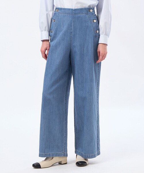 MACKINTOSH PHILOSOPHY（ﾏｯｷﾝﾄｯｼｭ ﾌｨﾛｿﾌｨｰ）の「【LEE4月号/蛯原友里さん着用】コットンリネンデニムマリンパンツ（デニムパンツ・レディース・ダークネイビー/ブルー・38/36/40）」の2枚目の写真