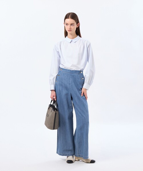 MACKINTOSH PHILOSOPHY（ﾏｯｷﾝﾄｯｼｭ ﾌｨﾛｿﾌｨｰ）の「【LEE4月号/蛯原友里さん着用】コットンリネンデニムマリンパンツ（デニムパンツ・レディース・ダークネイビー/ブルー・38/36/40）」の3枚目の写真