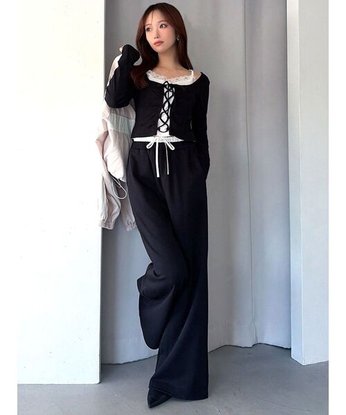 RESEXXY（リゼクシー）の「レイヤードスウェットパンツ（その他パンツ・レディース・ブラック/グレー/チャコールグレー・FREE）」の5枚目の写真