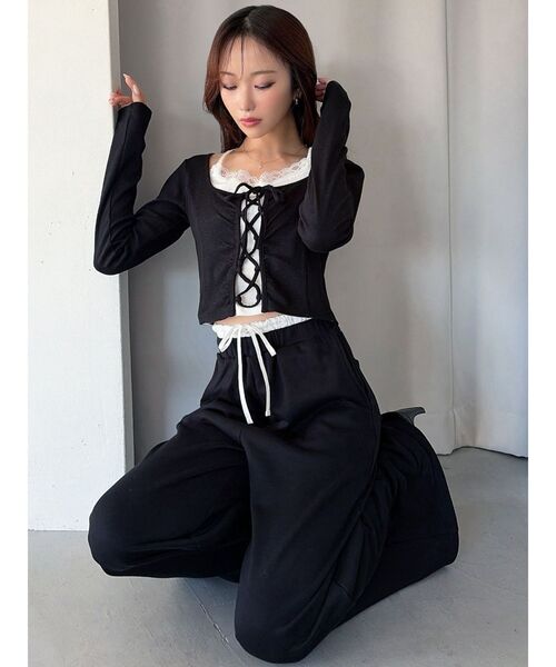 RESEXXY（リゼクシー）の「レイヤードスウェットパンツ（その他パンツ・レディース・ブラック/グレー/チャコールグレー・FREE）」の8枚目の写真