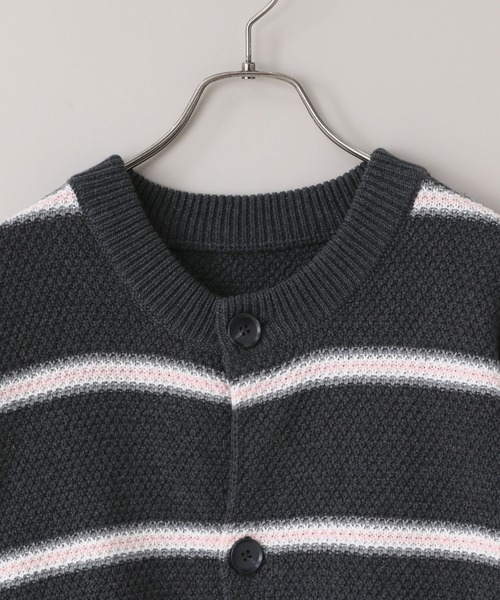 LOWRYS FARM（ローリーズファーム）の「【LFM(U)】ボーダーニットクルーカーディガン　 645470（カーディガン/ボレロ・メンズ・ブルー/チャコールグレー/グレー・FREE）」の5枚目の写真