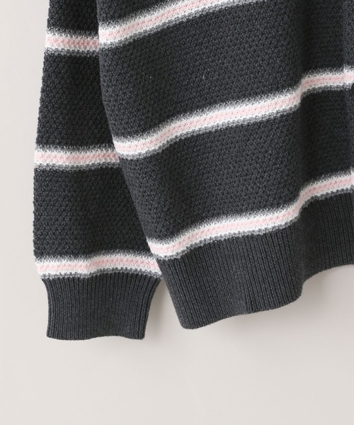 LOWRYS FARM（ローリーズファーム）の「【LFM(U)】ボーダーニットクルーカーディガン　 645470（カーディガン/ボレロ・メンズ・ブルー/チャコールグレー/グレー・FREE）」の6枚目の写真