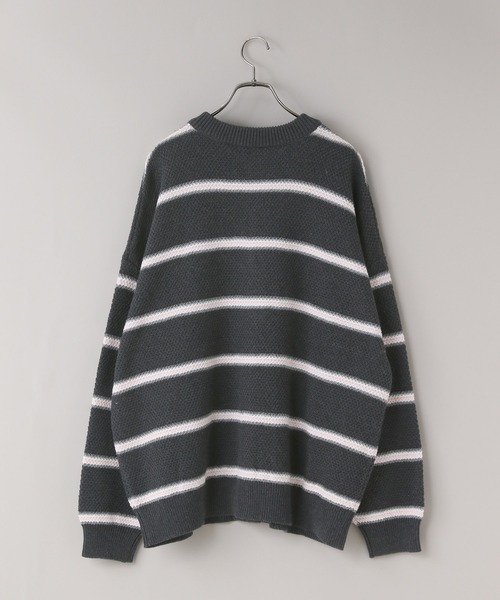 LOWRYS FARM（ローリーズファーム）の「【LFM(U)】ボーダーニットクルーカーディガン　 645470（カーディガン/ボレロ・メンズ・ブルー/チャコールグレー/グレー・FREE）」の4枚目の写真