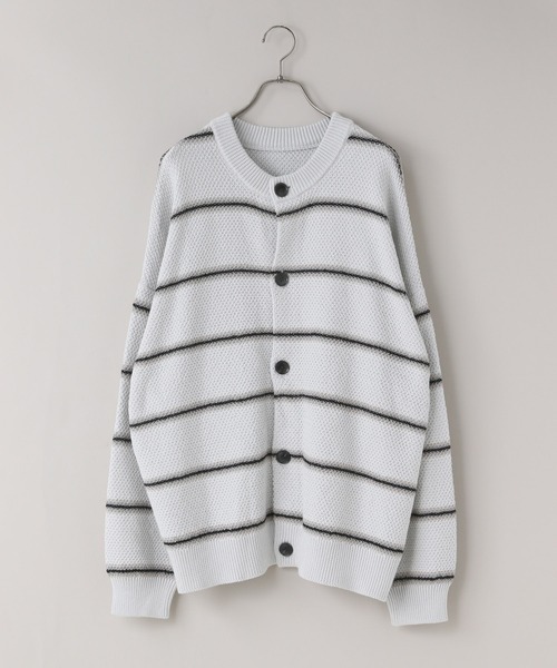 LOWRYS FARM（ローリーズファーム）の「【LFM(U)】ボーダーニットクルーカーディガン　 645470（カーディガン/ボレロ・メンズ・ブルー/チャコールグレー/グレー・FREE）」の12枚目の写真