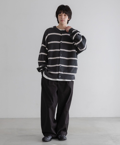 LOWRYS FARM（ローリーズファーム）の「【LFM(U)】ボーダーニットクルーカーディガン　 645470（カーディガン/ボレロ・メンズ・ブルー/チャコールグレー/グレー・FREE）」の19枚目の写真