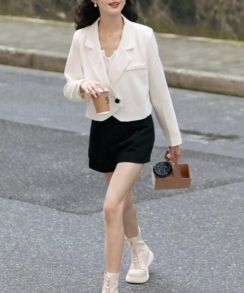 ショート丈テーラードジャケット ジャケット ショートジャケット