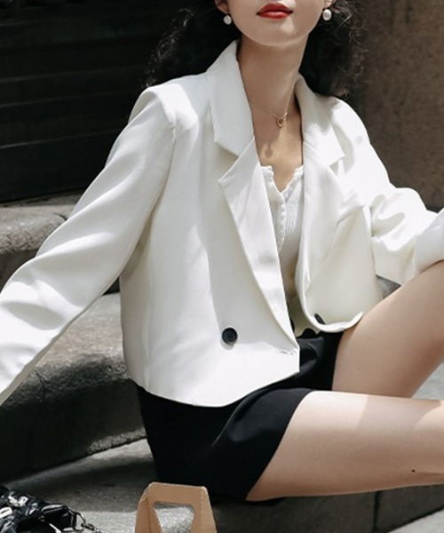 ショート丈テーラードジャケット ジャケット ショートジャケット