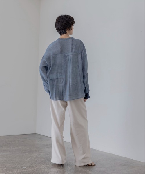 Eimee Law（エイミーロウ）の「パッチワークデニムプリントカフスリブシャツ（シャツ/ブラウス・レディース・ブルー/ライトブルー・FREE）」の7枚目の写真