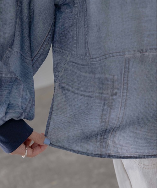 Eimee Law（エイミーロウ）の「パッチワークデニムプリントカフスリブシャツ（シャツ/ブラウス・レディース・ブルー/ライトブルー・FREE）」の22枚目の写真