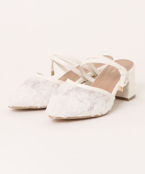 la farfa SHOES(ラ・ファーファ シューズ)の「la farfa shoes フラワー チュール ミュール(サンダル・レディース・アイボリー/ピンク/ブラック・L/XL/LL/M)」の2枚目の写真