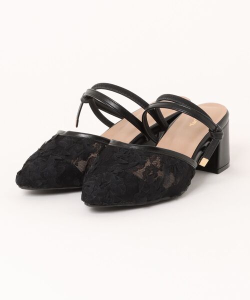 la farfa SHOES(ラ・ファーファ シューズ)の「la farfa shoes フラワー チュール ミュール(サンダル・レディース・アイボリー/ピンク/ブラック・L/XL/LL/M)」の3枚目の写真