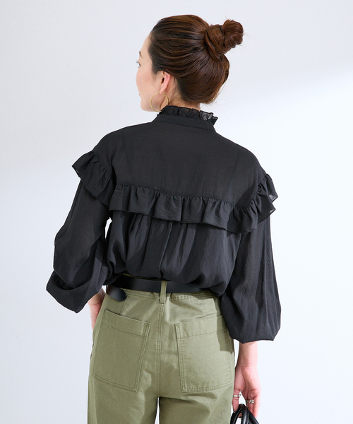 B.C STOCK（ベーセーストック）の「【一部WEB限定カラーあり】ドット無地アソートフリルブラウス（シャツ/ブラウス・レディース・ホワイト/ホワイト系その他/ブラック系その他/ブラック・FREE）」の10枚目の写真